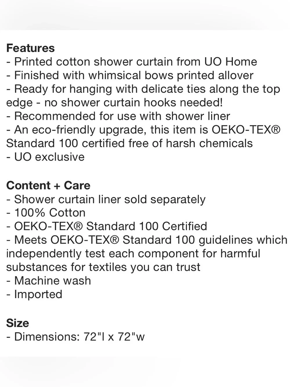 Urban Outfitters Printed Cotton White and Blue Bows Shower Curtain NEW NWT